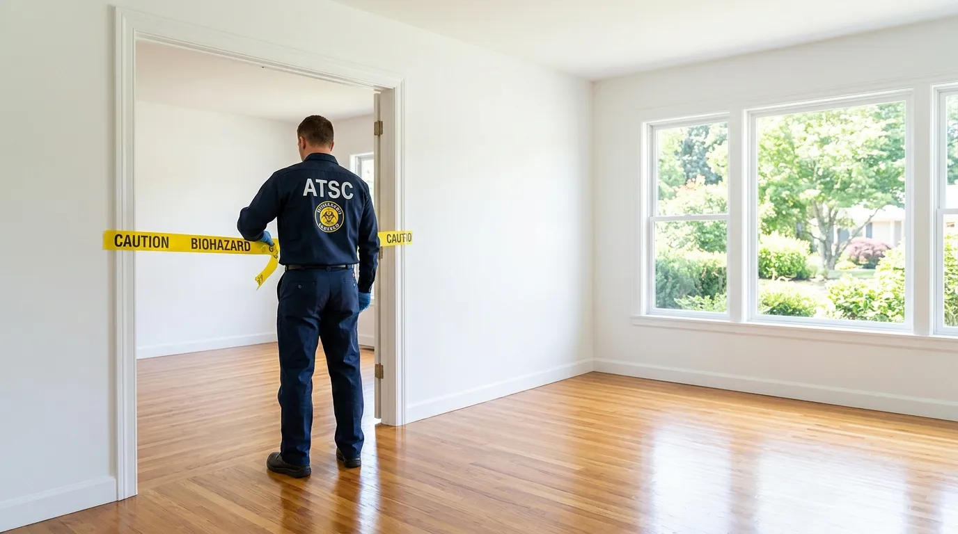 Certified biohazard cleanup crew performing Decomposition Cleanup in North Vernon